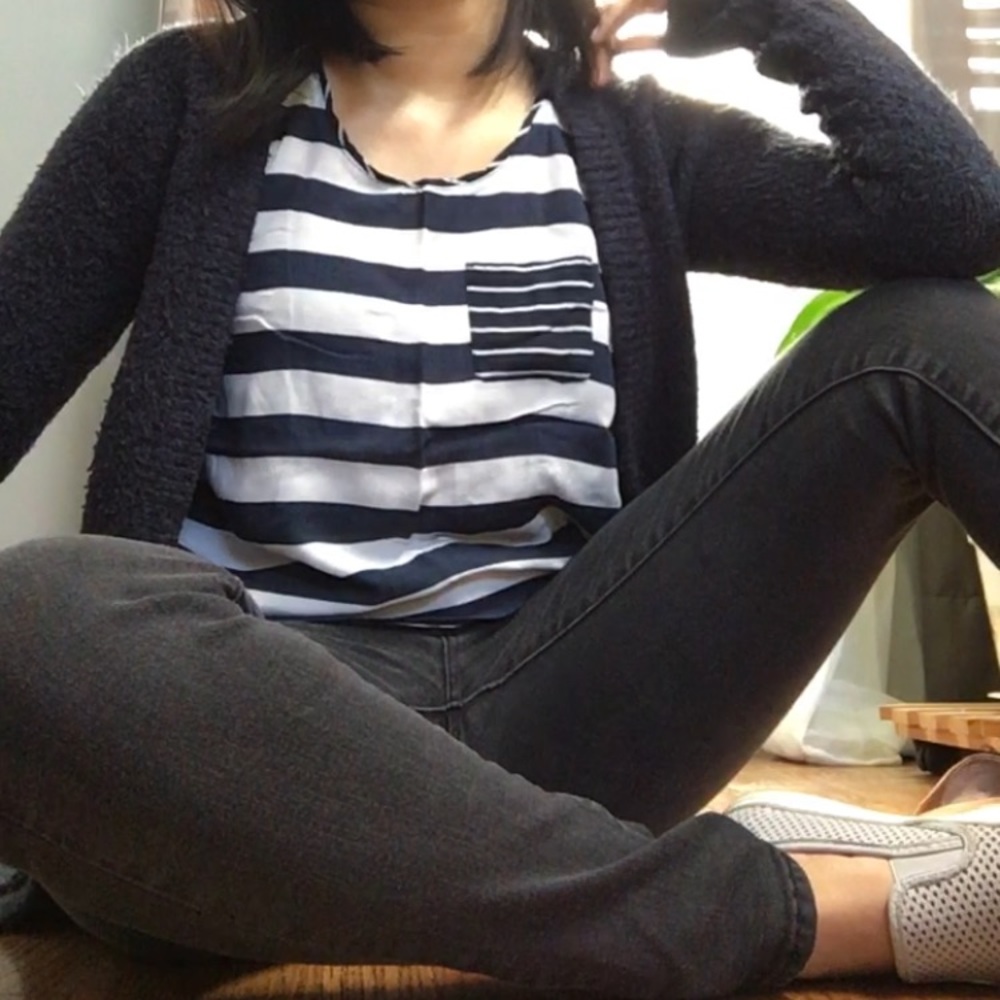 3/$25 • GRAND & GREENE Navy Sailor Striped Sleeveless Tank Size Small